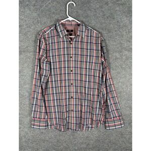 Hugo Boss Men's Large Slim Fit‎ Plaid Flannel Long Sleeve Casual Shirt